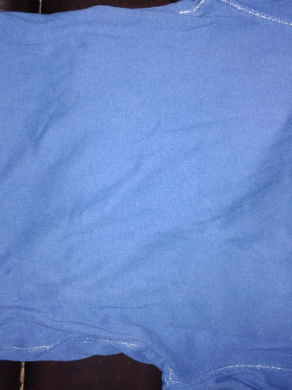 Justice Girls Blue Henley Top with Button Detail With Silver Glitter on All Hem